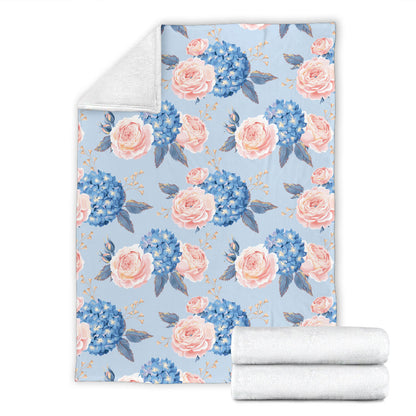 Hydrangea Pattern Print Design HD06 Fleece Blanket