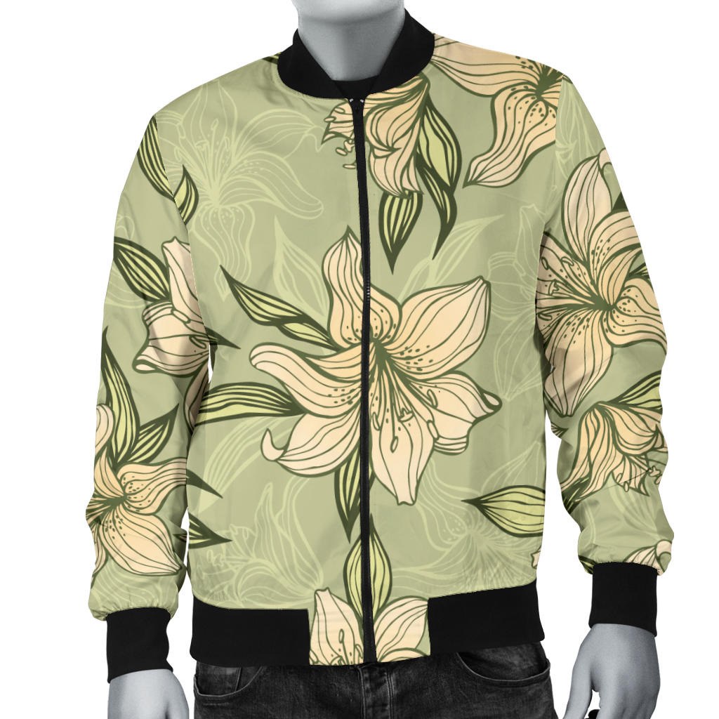 Lily Pattern Print Design LY06 Men Bomber Jacket