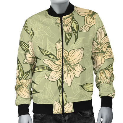 Lily Pattern Print Design LY06 Men Bomber Jacket