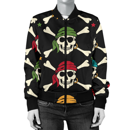 Pirate Pattern Print Design A01 Women's Bomber Jacket