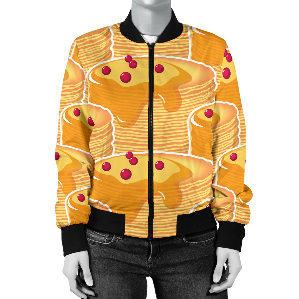 Pancake Pattern Print Design A04 Women's Bomber Jacket