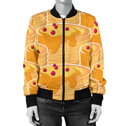 Pancake Pattern Print Design A04 Women's Bomber Jacket
