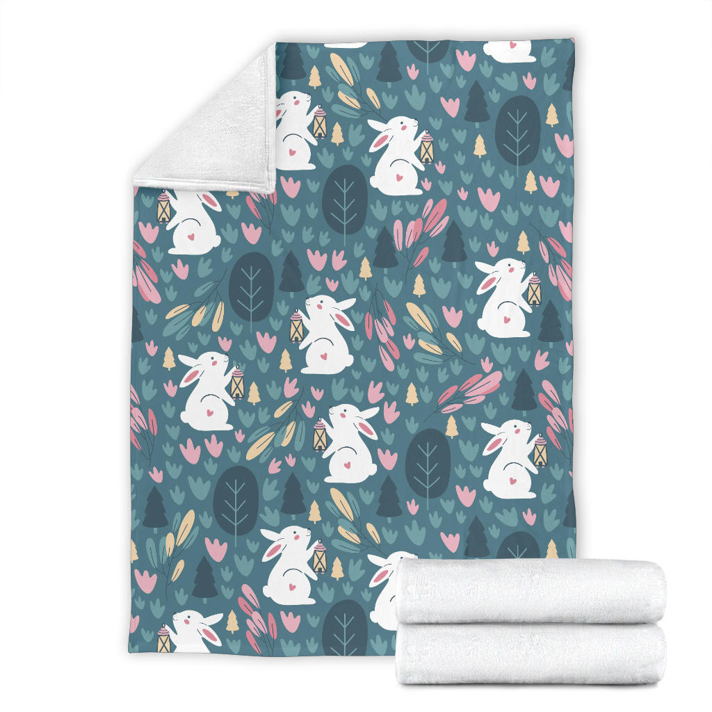 Rabbit Pattern Print Design RB013 Fleece Blanket