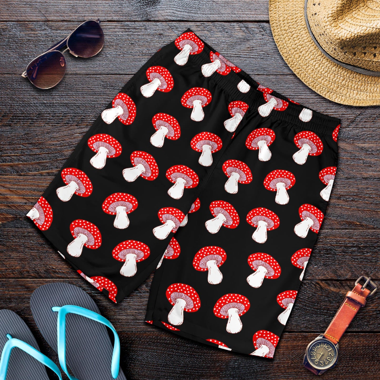 Mushroom Pattern Print Design A02 Mens Shorts
