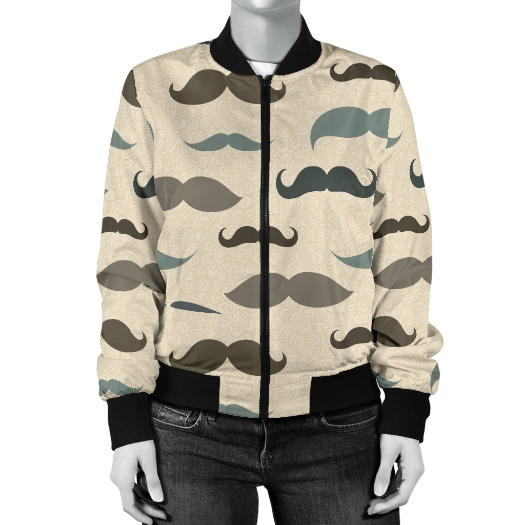 Mustache Pattern Print Design A01 Women's Bomber Jacket