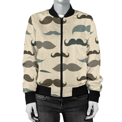 Mustache Pattern Print Design A01 Women's Bomber Jacket