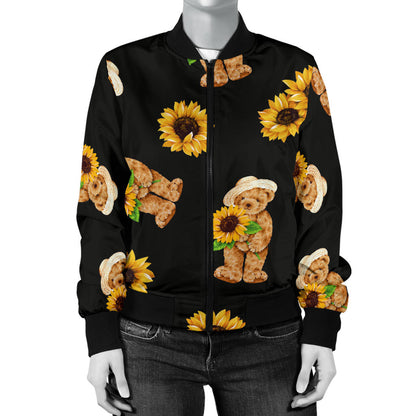 Sunflower Pattern Print Design SF016 Women Bomber Jacket