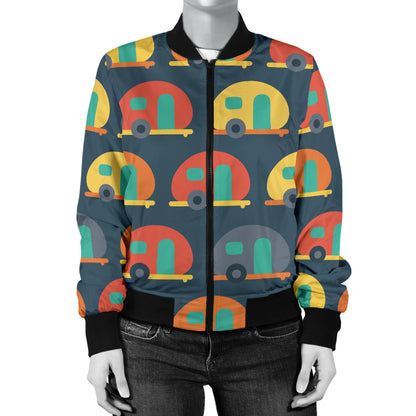 Camper Pattern Print Design 02 Women's Bomber Jacket