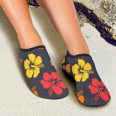 Hibiscus Pattern Print Design HB024 Aqua Water Shoes