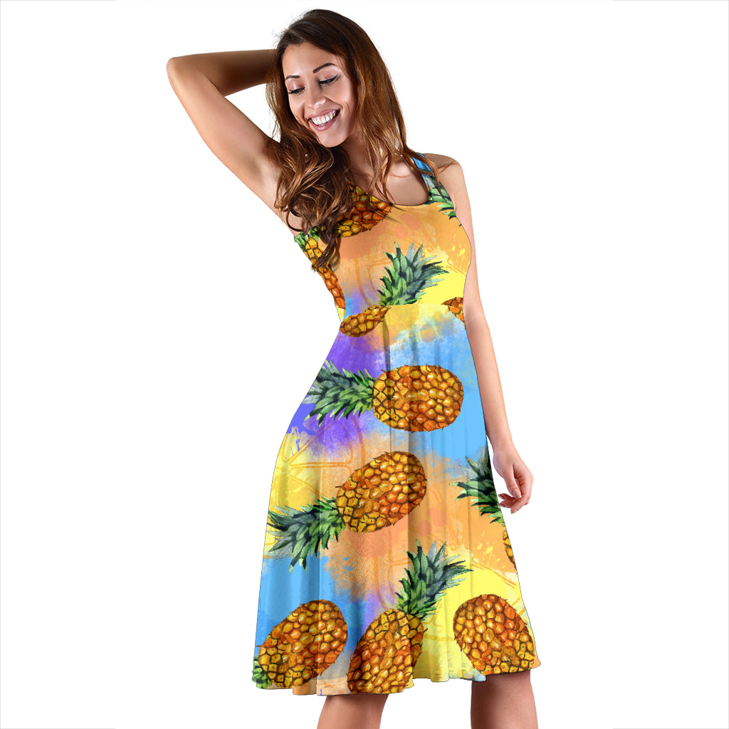 Pineapple Pattern Print Design PP09 Midi Dress