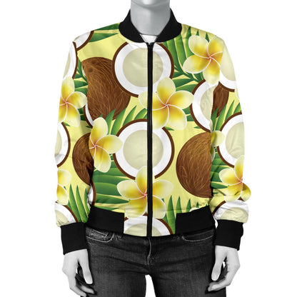 Coconut Pattern Print Design CN02 Women Bomber Jacket