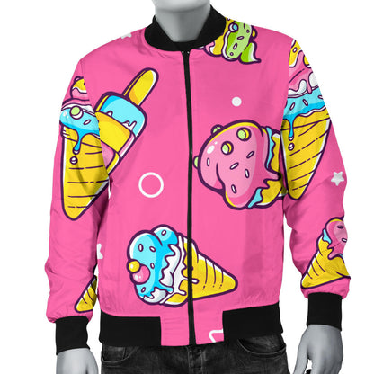 Ice Cream Pattern Print Design IC04 Men Bomber Jacket