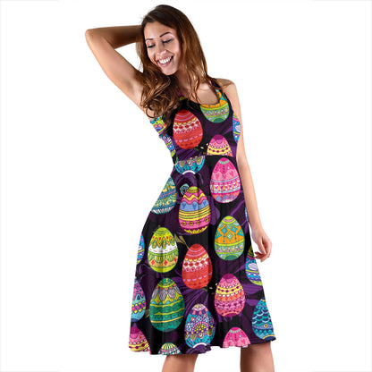 Easter Eggs Pattern Print Design RB08 Midi Dress