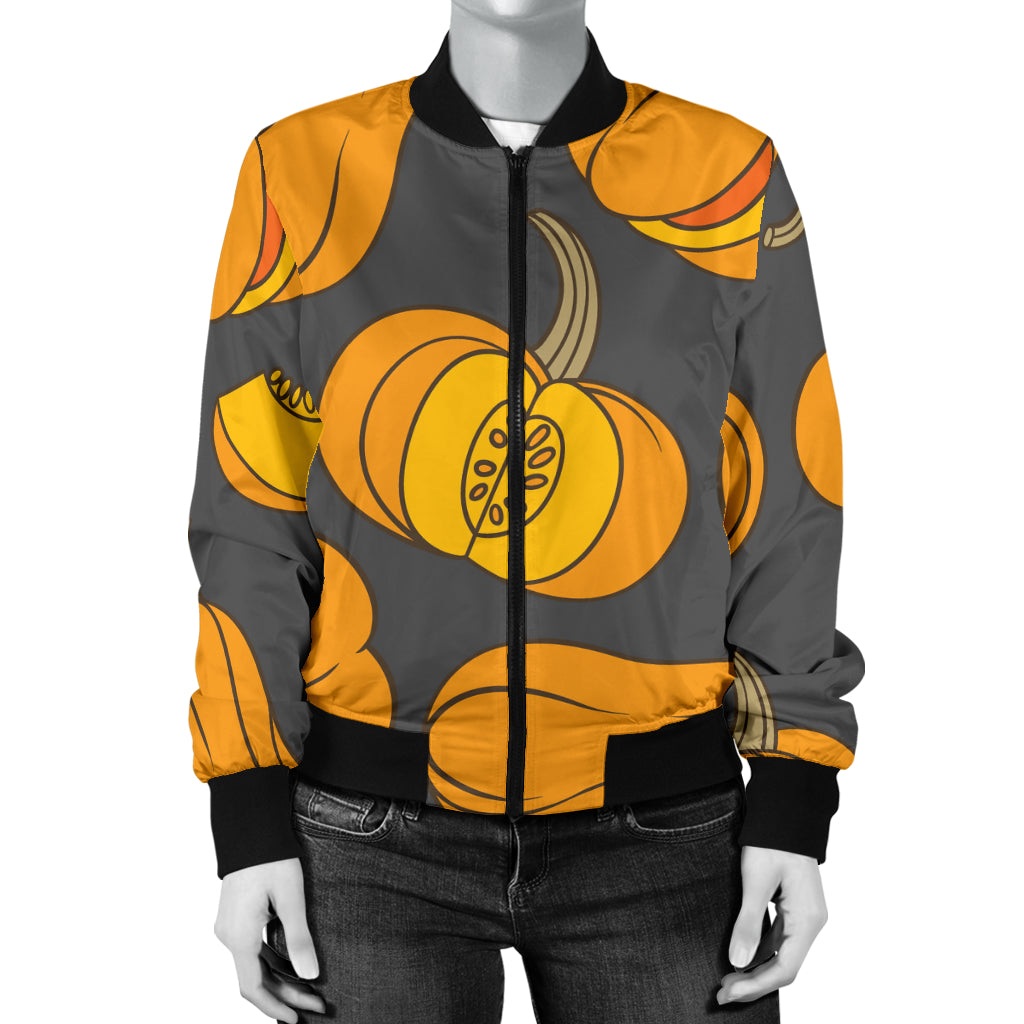 Pumpkin Pattern Print Design A03 Women's Bomber Jacket