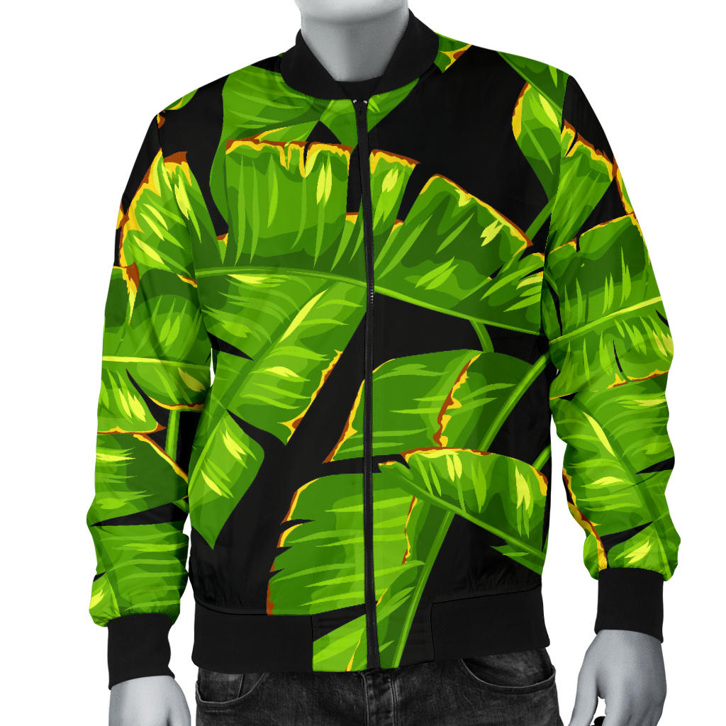Banana Leaf Pattern Print Design BL06 Men Bomber Jacket
