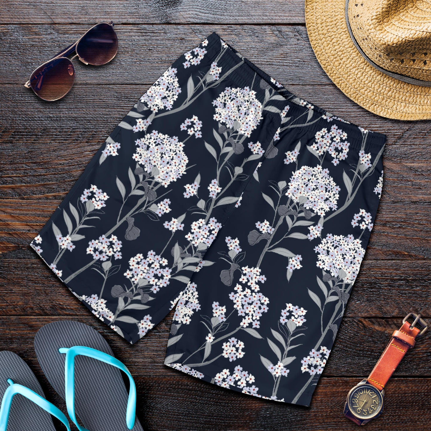 Hydrangea Pattern Print Design HD07 Mens Shorts