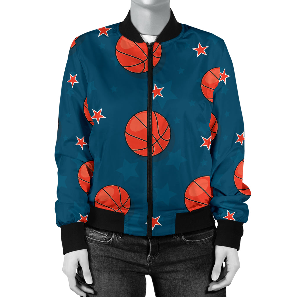 Basketball Pattern Print Design 02 Women's Bomber Jacket