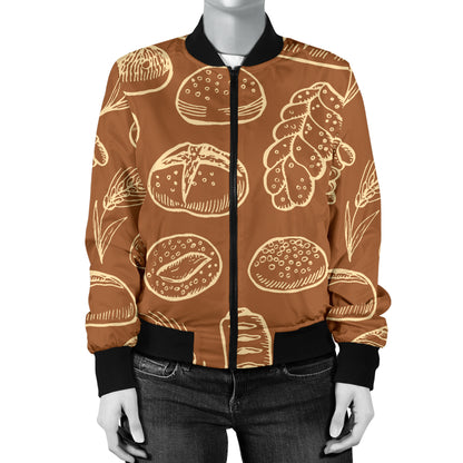 Bread Pattern Print Design 03 Women's Bomber Jacket