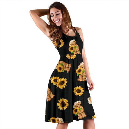 Sunflower Pattern Print Design SF016 Midi Dress