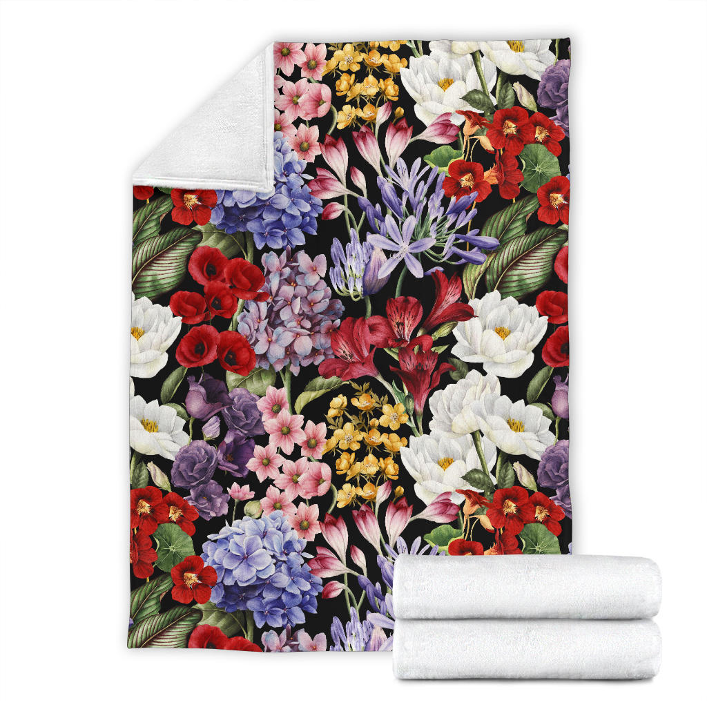 Summer Floral Pattern Print Design SF04 Fleece Blanket