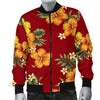 Orange Hibiscus Pattern Print Design HB026 Men Bomber Jacket