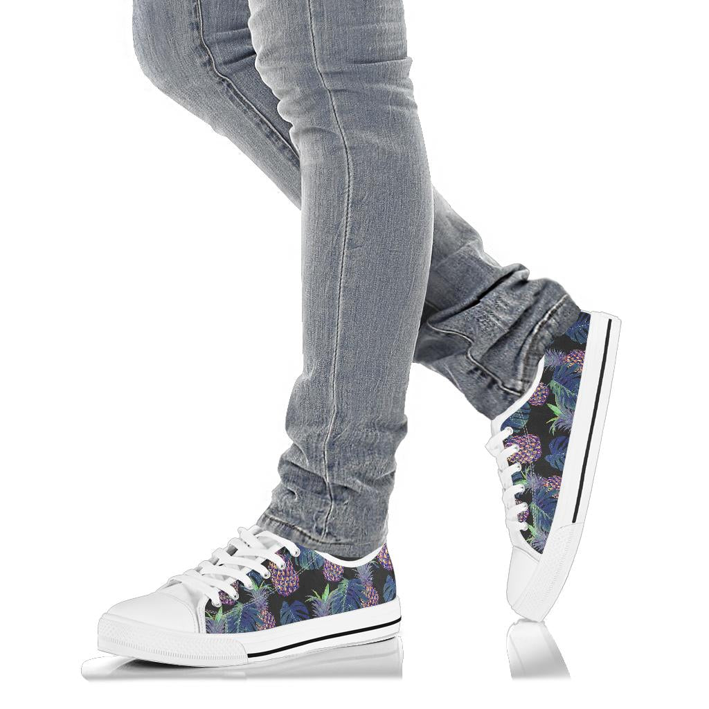 Pineapple Pattern Print Design PP04 White Bottom Low Top Shoes