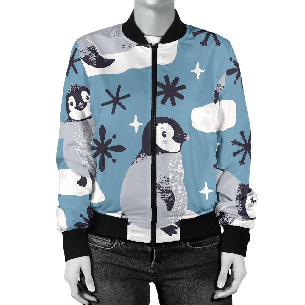Penguin Pattern Print Design A05 Women's Bomber Jacket