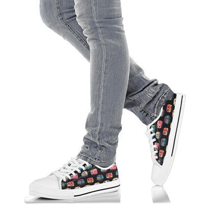 Camper Camping Pattern White Bottom Low Top Shoes