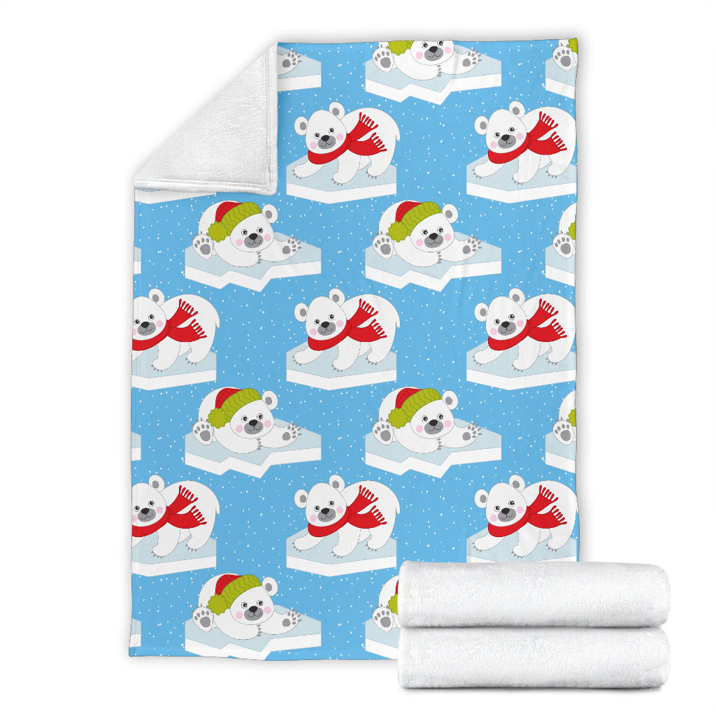 Polar Bear Pattern Print Design PB06 Fleece Blanket