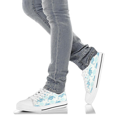 Sea Turtle Pattern Print Design T01 White Bottom Low Top Shoes