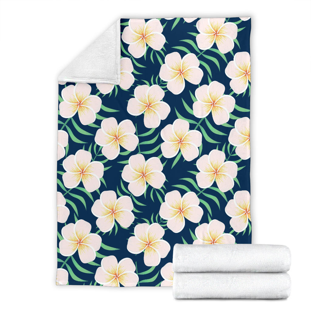 Pink Plumeria Pattern Print Design PM016 Fleece Blanket