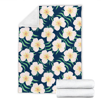 Pink Plumeria Pattern Print Design PM016 Fleece Blanket