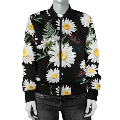 Daisy Pattern Print Design DS07 Women Bomber Jacket