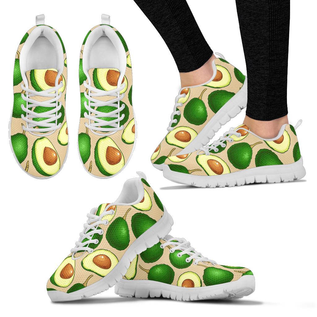 Avocado Pattern Print Design AC010 Sneakers White Bottom Shoes