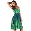 Palm Leaves Pattern Print Design PL02 Midi Dress