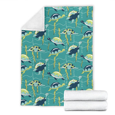 Sea Turtle Pattern Print Design T08 Fleece Blanket