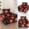 Red Hibiscus Pattern Print Design HB021 Armchair Slipcover