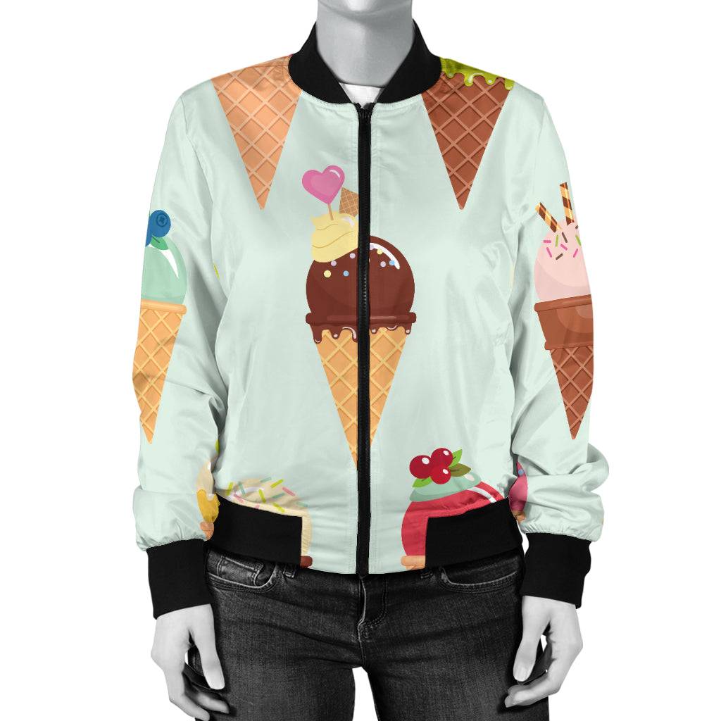 Ice Cream Pattern Print Design 03 Women's Bomber Jacket