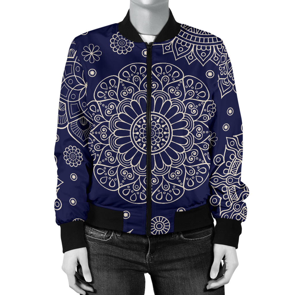 Mandala Pattern Print Design 02 Women's Bomber Jacket