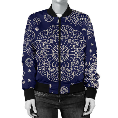 Mandala Pattern Print Design 02 Women's Bomber Jacket