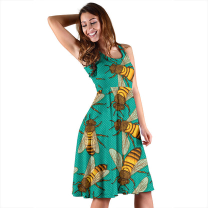 Bee Pattern Print Design BEE04 Midi Dress