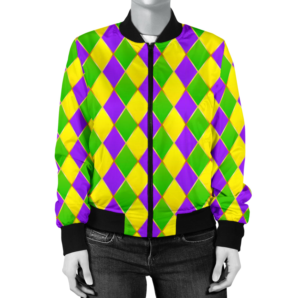 Mardi Gras Pattern Print Design 01 Women's Bomber Jacket