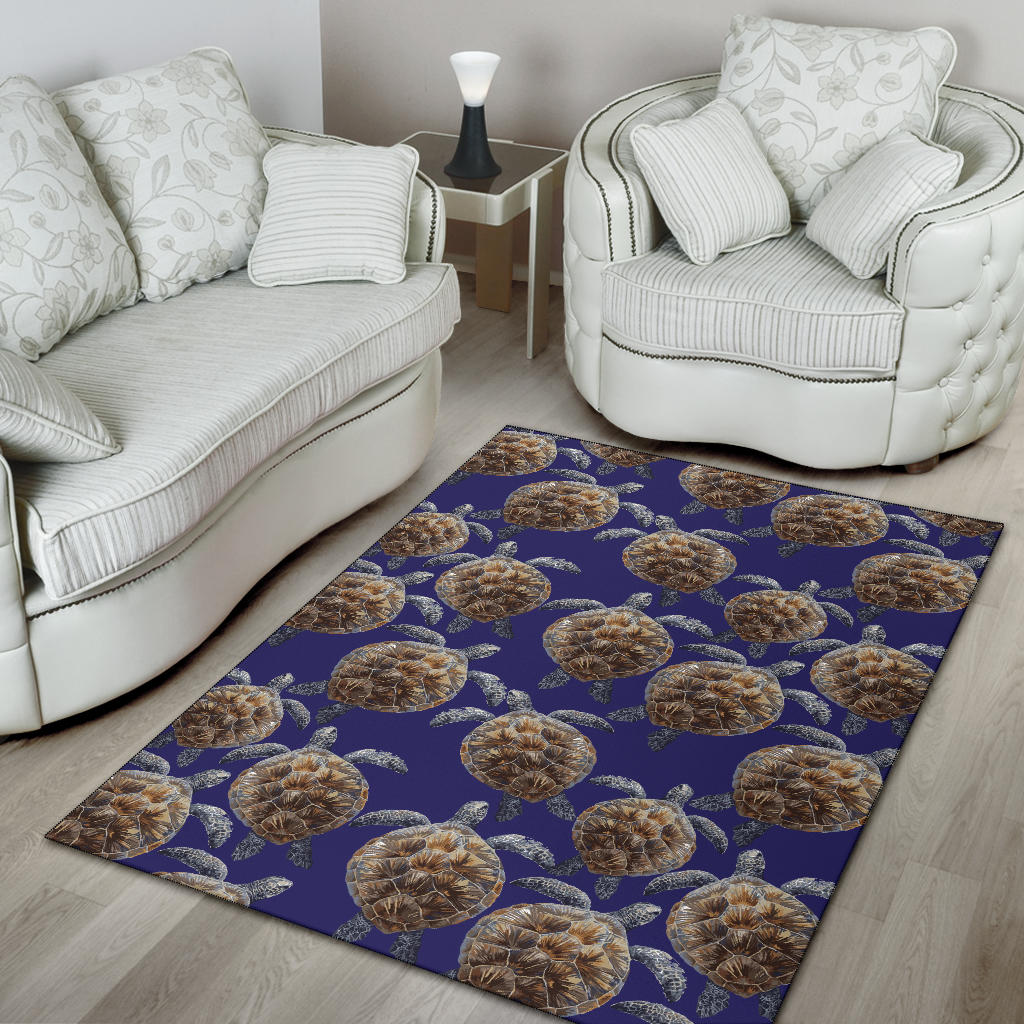 Sea Turtle Pattern Print Design T05 Area Rugs