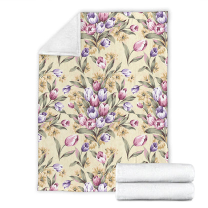 Tulip Pattern Print Design TP04 Fleece Blanket