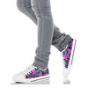 Neon Pink Hibiscus Pattern Print Design HB015 White Bottom Low Top Shoes