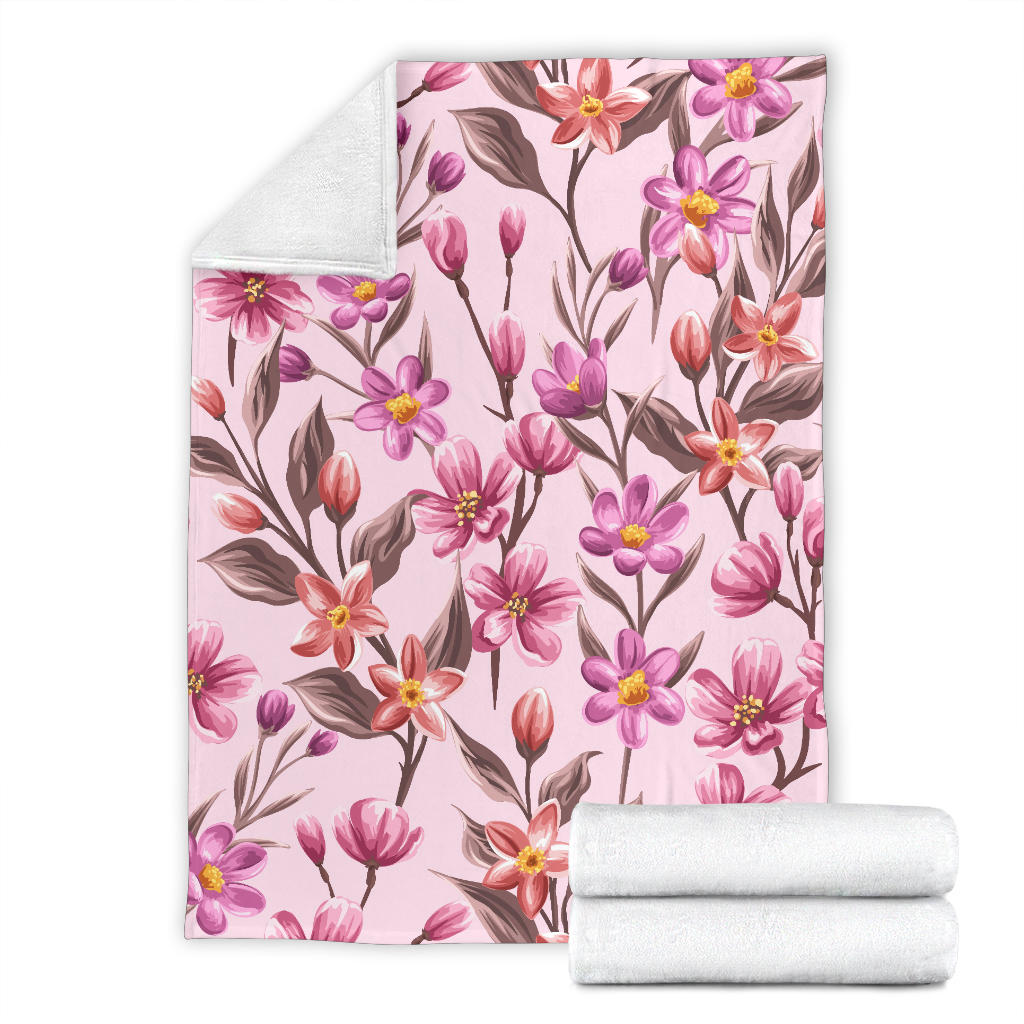 Summer Floral Pattern Print Design SF09 Fleece Blanket