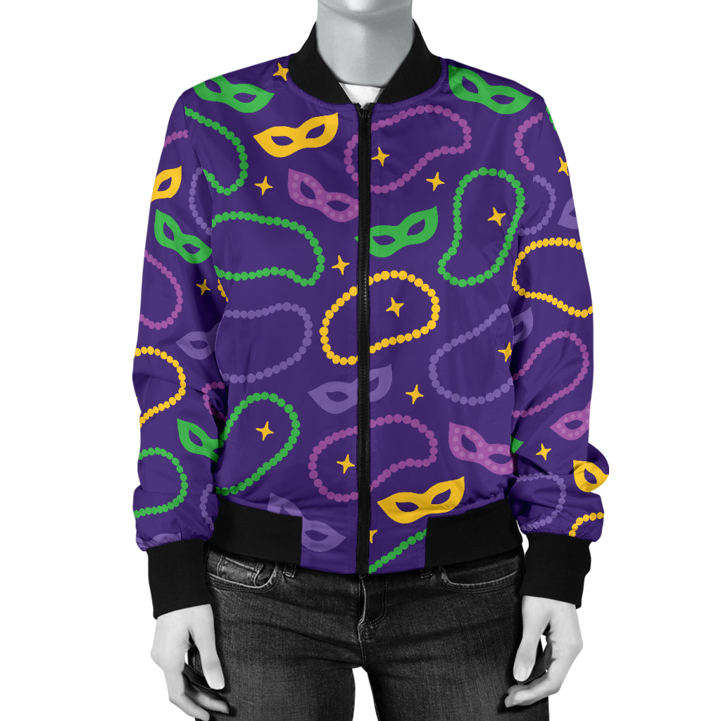 Mardi Gras Pattern Print Design 04 Women's Bomber Jacket