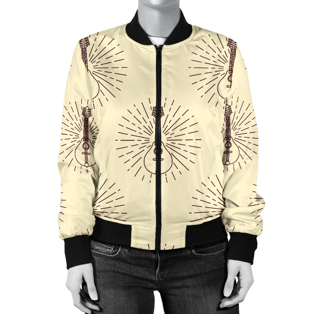 Mandolin Pattern Print Design 02 Women's Bomber Jacket