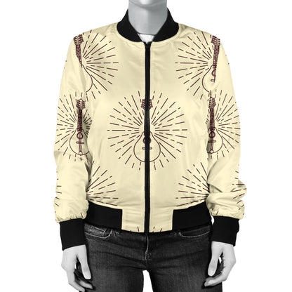 Mandolin Pattern Print Design 02 Women's Bomber Jacket