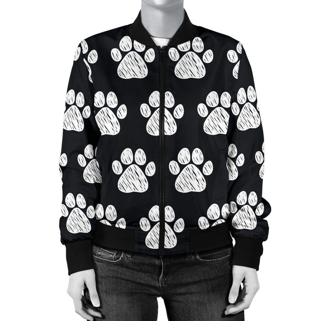 Paw Pattern Print Design A02 Women's Bomber Jacket